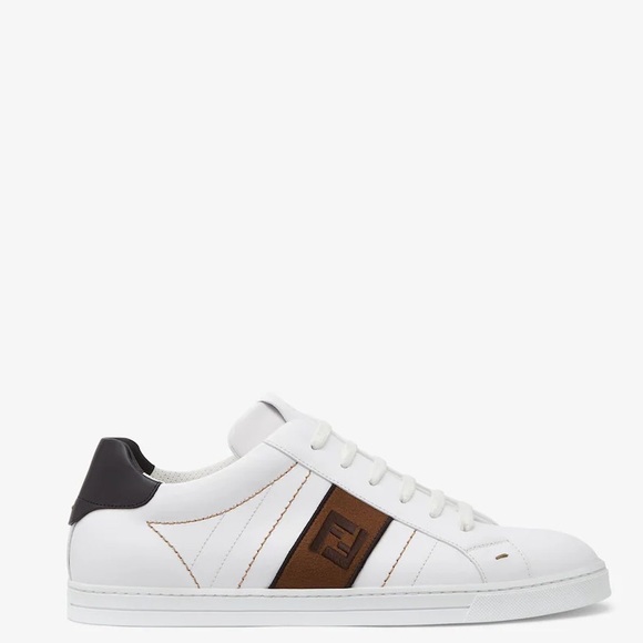 Fendi Men's jacquard FF Zucca logo monogram low top leather